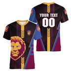 Personalized Brisbane Lions Women V-Neck T-Shirt Modern Geometric Sports Graphic Style