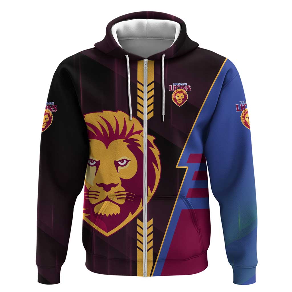 Personalized Brisbane Lions Zip Hoodie Modern Geometric Sports Graphic Style