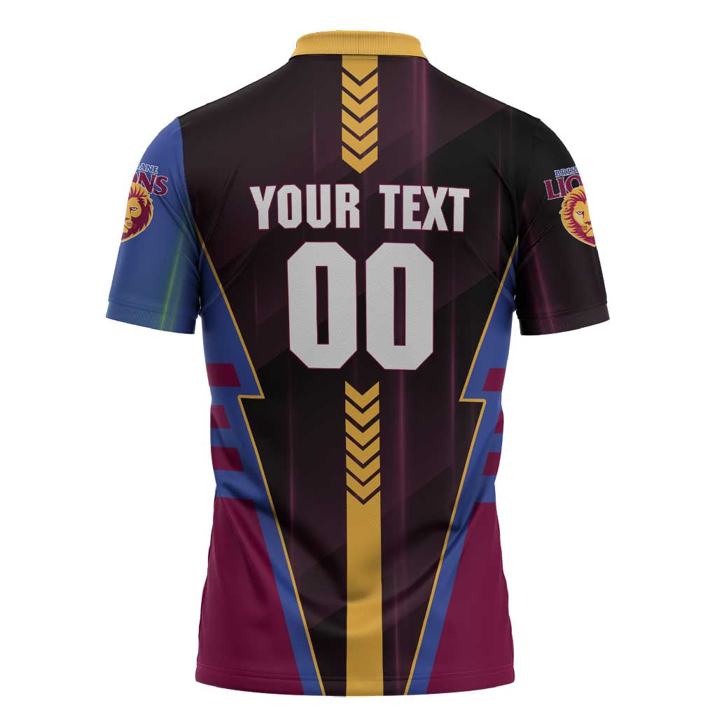 Personalized Brisbane Lions Zipper Polo Shirt Modern Geometric Sports Graphic Style