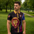 Personalized Brisbane Lions Zipper Polo Shirt Modern Geometric Sports Graphic Style