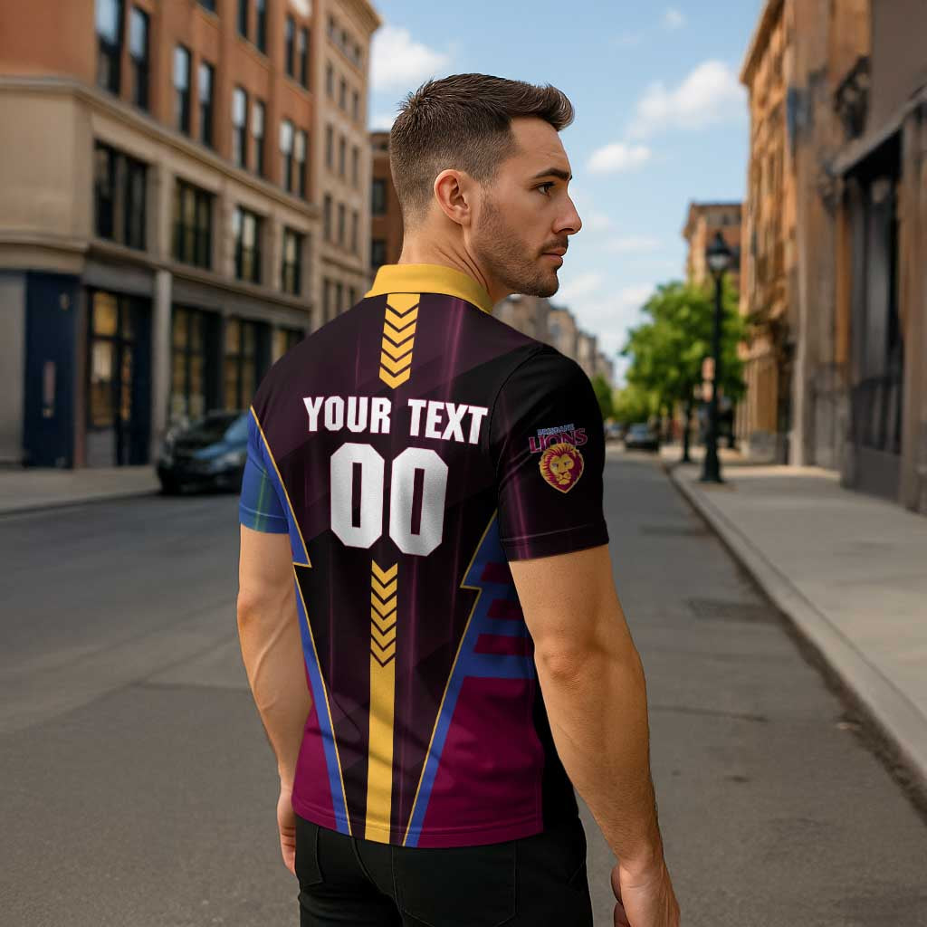 Personalized Brisbane Lions Zipper Polo Shirt Modern Geometric Sports Graphic Style