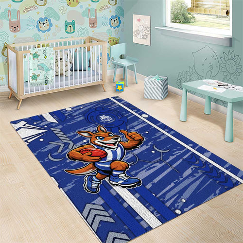 North Melbourne Kangaroos Area Rug Mascot Cartoon Football Illustration Style
