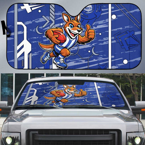 North Melbourne Kangaroos Auto Sun Shade Mascot Cartoon Football Illustration Style