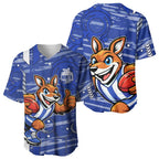North Melbourne Kangaroos Baseball Jersey Mascot Cartoon Football Illustration Style