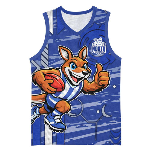 North Melbourne Kangaroos Basketball Jersey Mascot Cartoon Football Illustration Style