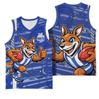 North Melbourne Kangaroos Basketball Jersey Mascot Cartoon Football Illustration Style