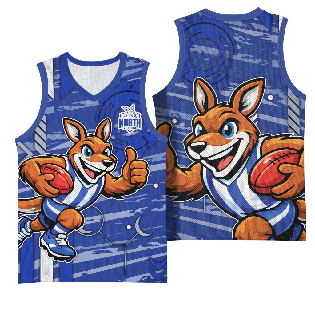 North Melbourne Kangaroos Basketball Jersey Mascot Cartoon Football Illustration Style