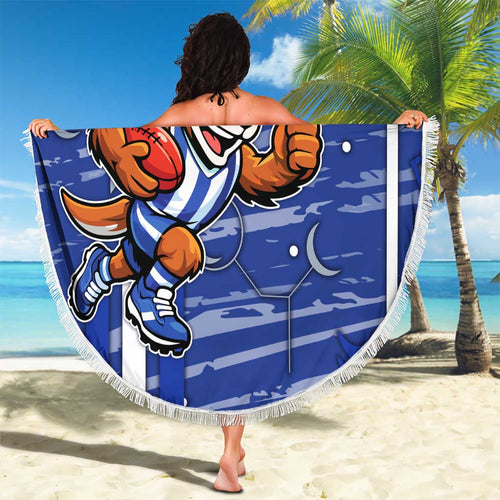 North Melbourne Kangaroos Beach Blanket Mascot Cartoon Football Illustration Style