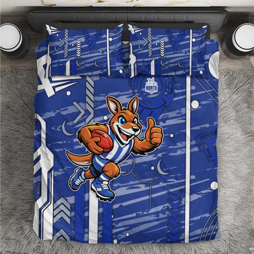 North Melbourne Kangaroos Bedding Set Mascot Cartoon Football Illustration Style