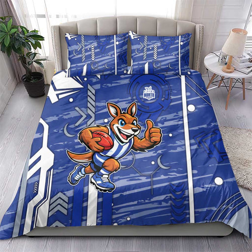 North Melbourne Kangaroos Bedding Set Mascot Cartoon Football Illustration Style