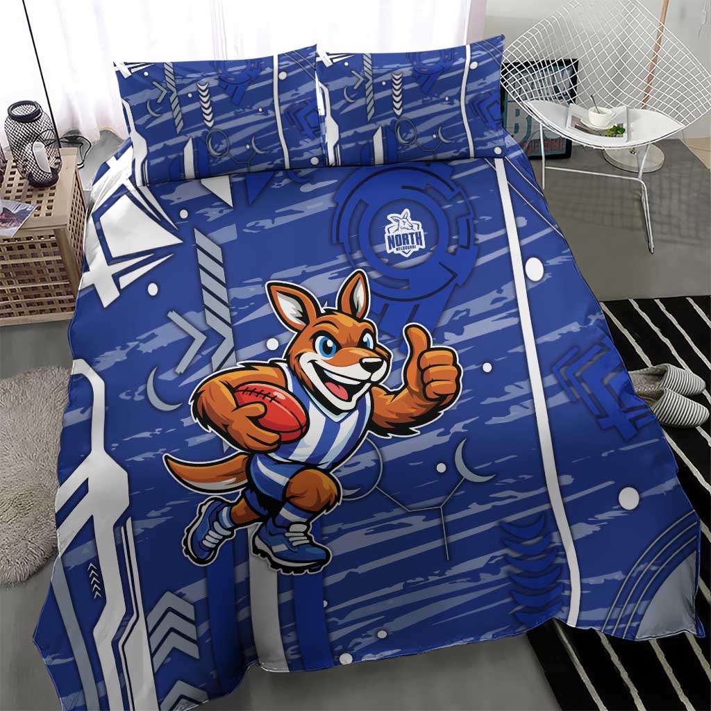 North Melbourne Kangaroos Bedding Set Mascot Cartoon Football Illustration Style