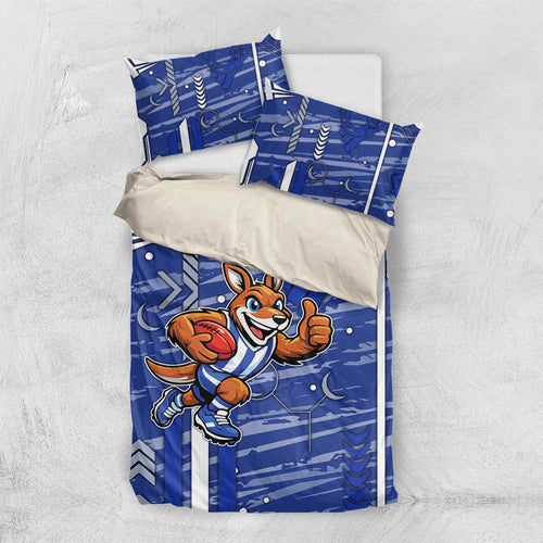 North Melbourne Kangaroos Bedding Set Mascot Cartoon Football Illustration Style