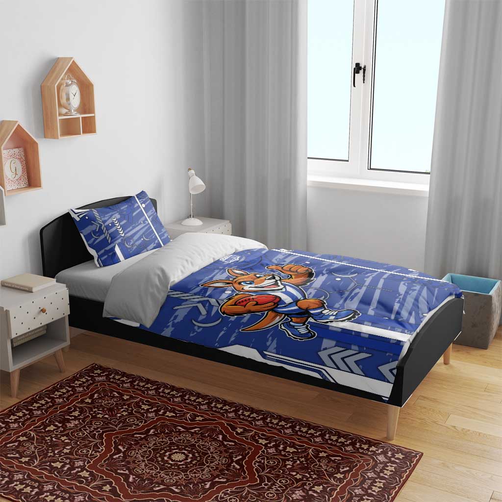 North Melbourne Kangaroos Bedding Set Mascot Cartoon Football Illustration Style