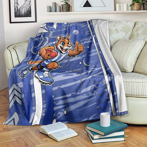 North Melbourne Kangaroos Blanket Mascot Cartoon Football Illustration Style