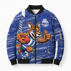 North Melbourne Kangaroos Bomber Puffer Jacket Mascot Cartoon Football Illustration Style