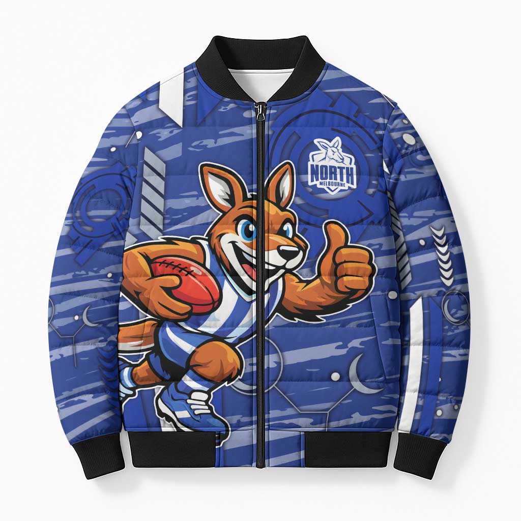 North Melbourne Kangaroos Bomber Puffer Jacket Mascot Cartoon Football Illustration Style