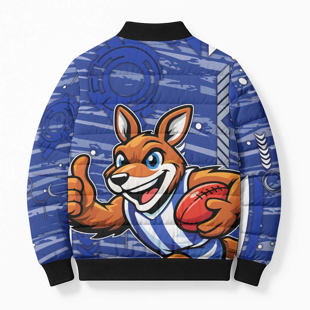 North Melbourne Kangaroos Bomber Puffer Jacket Mascot Cartoon Football Illustration Style