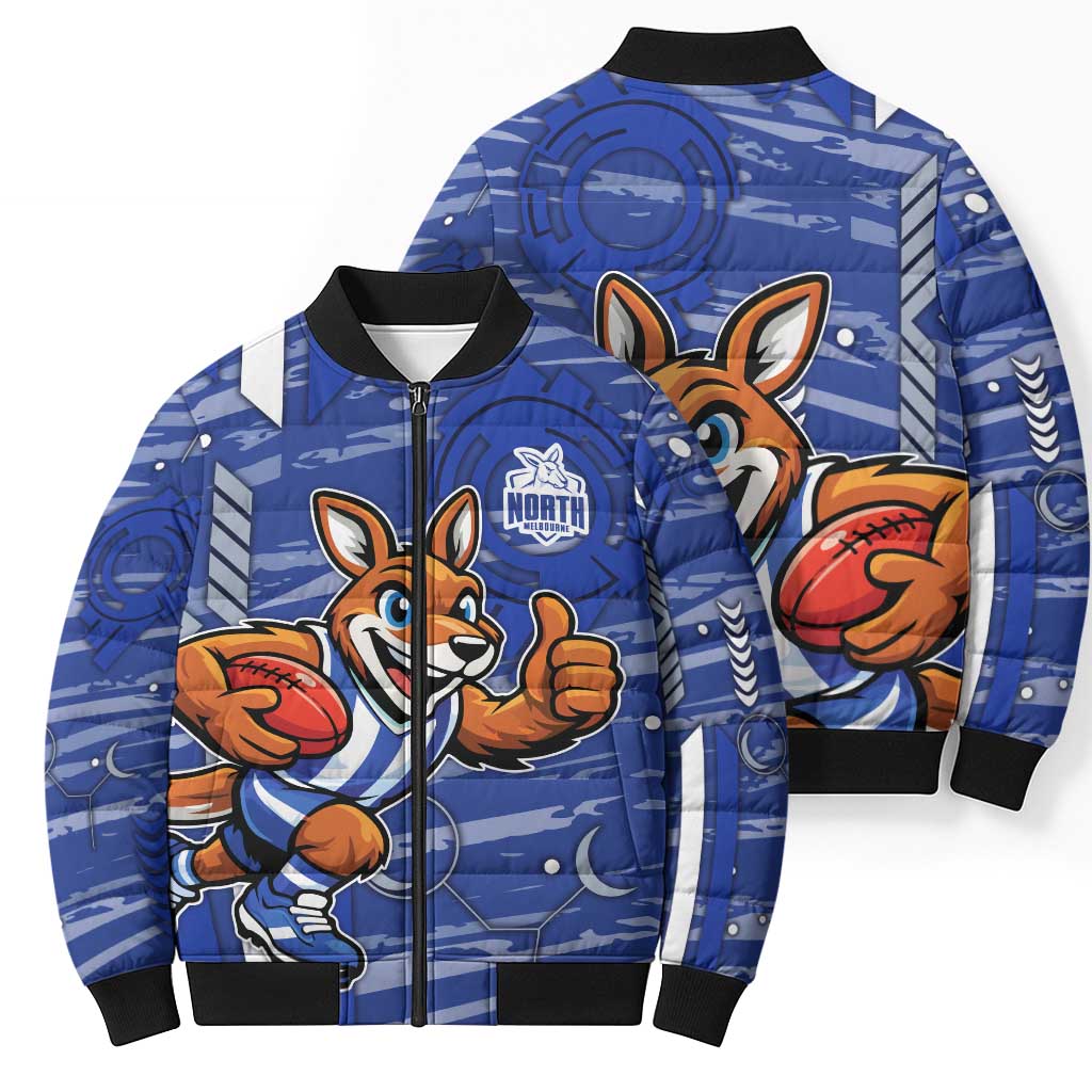 North Melbourne Kangaroos Bomber Puffer Jacket Mascot Cartoon Football Illustration Style