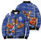 North Melbourne Kangaroos Bomber Puffer Jacket Mascot Cartoon Football Illustration Style