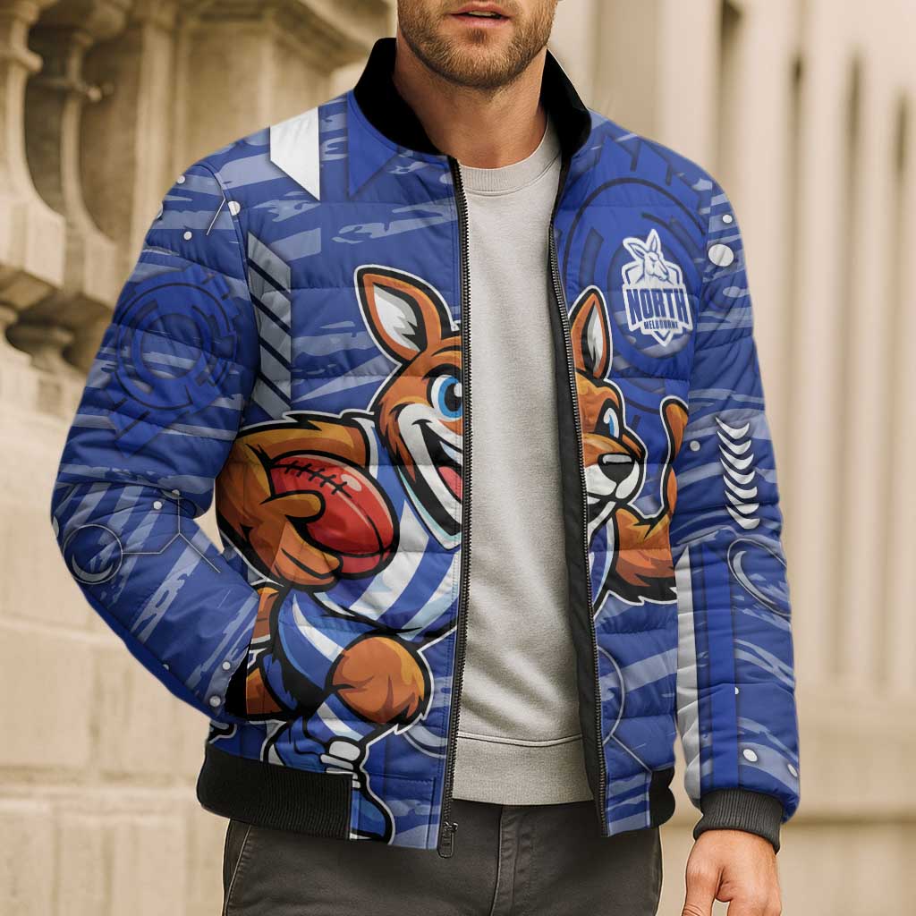 North Melbourne Kangaroos Bomber Puffer Jacket Mascot Cartoon Football Illustration Style