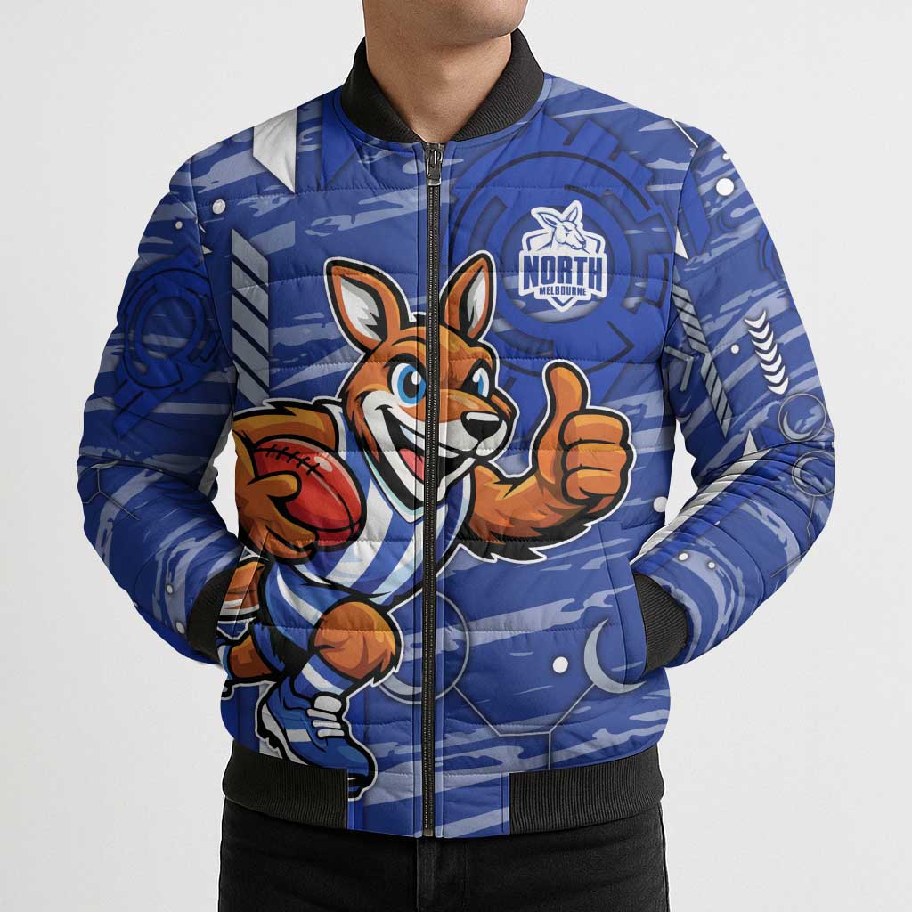 North Melbourne Kangaroos Bomber Puffer Jacket Mascot Cartoon Football Illustration Style