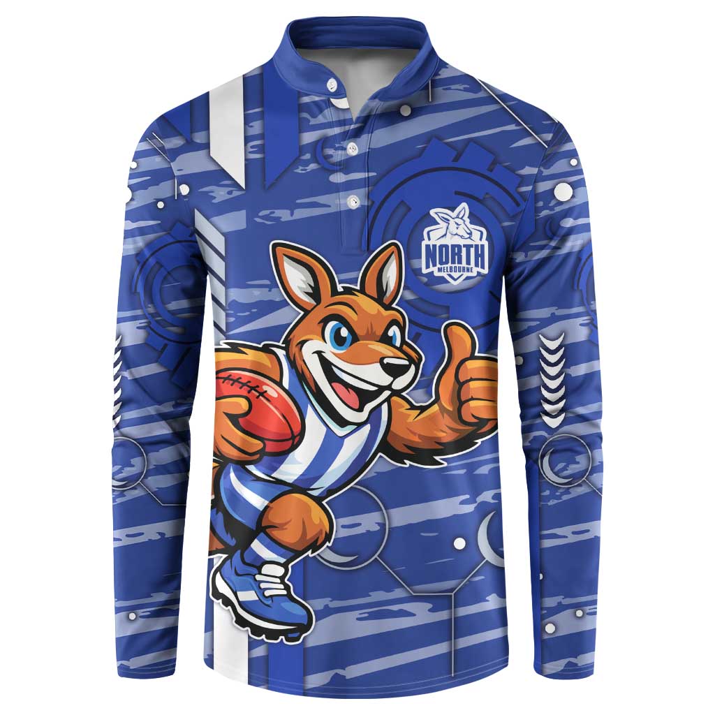 North Melbourne Kangaroos Button Sweatshirt Mascot Cartoon Football Illustration Style
