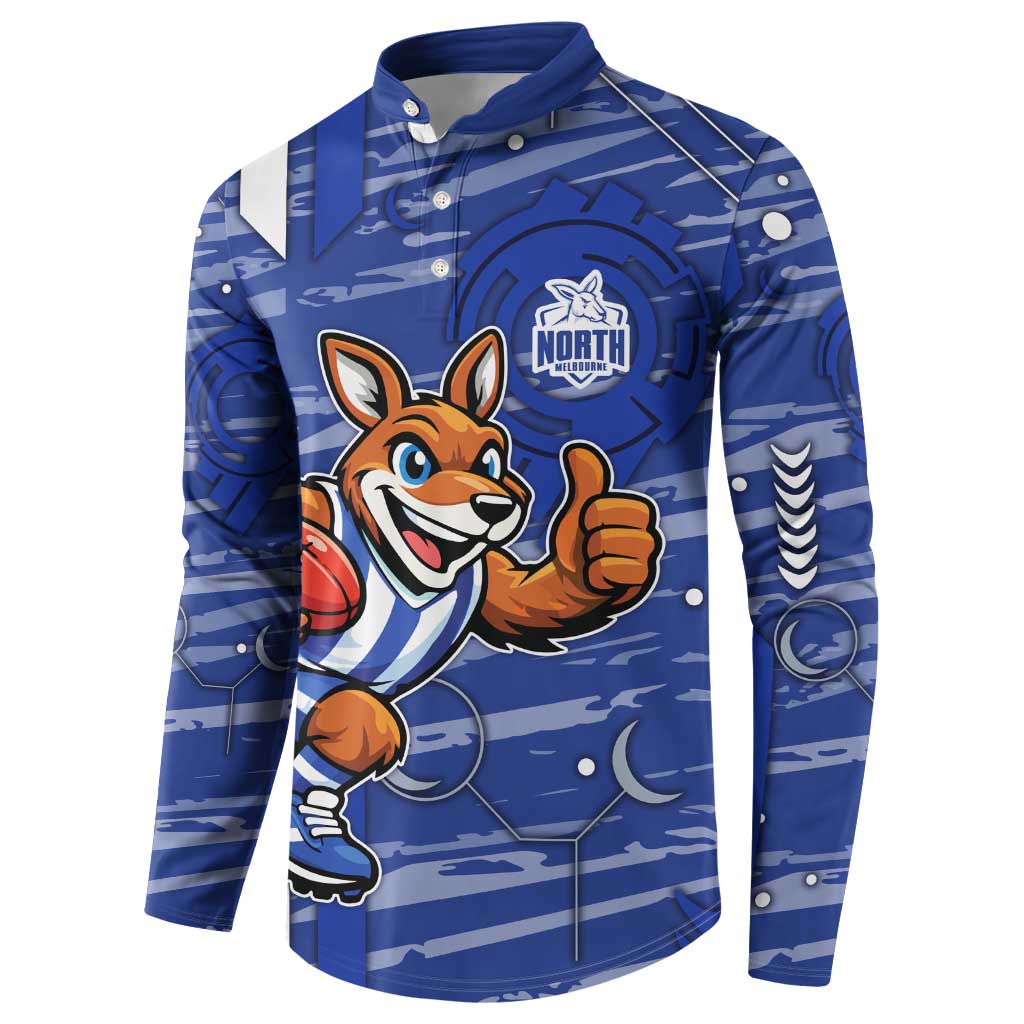 North Melbourne Kangaroos Button Sweatshirt Mascot Cartoon Football Illustration Style