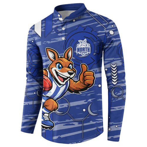 North Melbourne Kangaroos Button Sweatshirt Mascot Cartoon Football Illustration Style