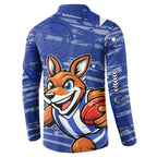 North Melbourne Kangaroos Button Sweatshirt Mascot Cartoon Football Illustration Style