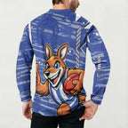 North Melbourne Kangaroos Button Sweatshirt Mascot Cartoon Football Illustration Style