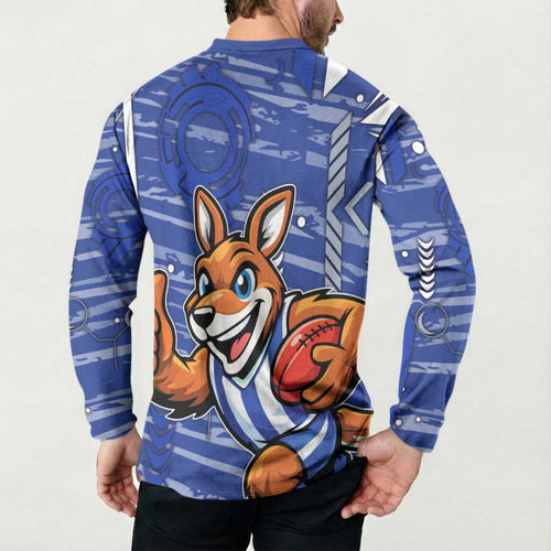 North Melbourne Kangaroos Button Sweatshirt Mascot Cartoon Football Illustration Style