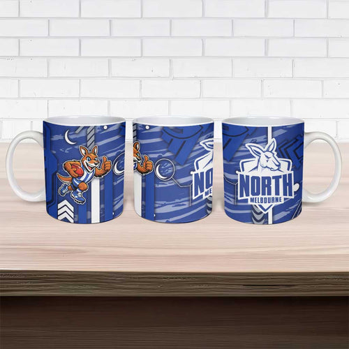 North Melbourne Kangaroos Ceramic Mug Mascot Cartoon Football Illustration Style