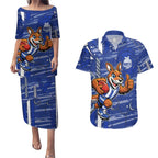 North Melbourne Kangaroos Couples Matching Puletasi and Hawaiian Shirt Mascot Cartoon Football Illustration Style