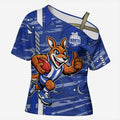 North Melbourne Kangaroos Cross Shoulder Shirt Mascot Cartoon Football Illustration Style