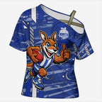 North Melbourne Kangaroos Cross Shoulder Shirt Mascot Cartoon Football Illustration Style