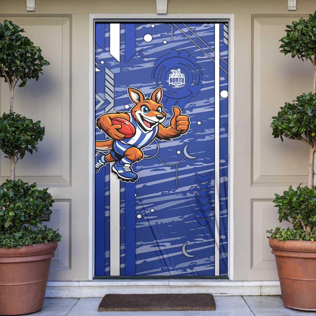 North Melbourne Kangaroos Door Cover Mascot Cartoon Football Illustration Style