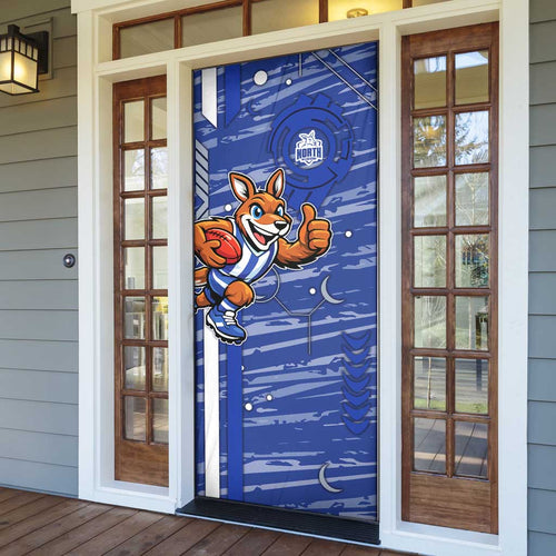 North Melbourne Kangaroos Door Cover Mascot Cartoon Football Illustration Style