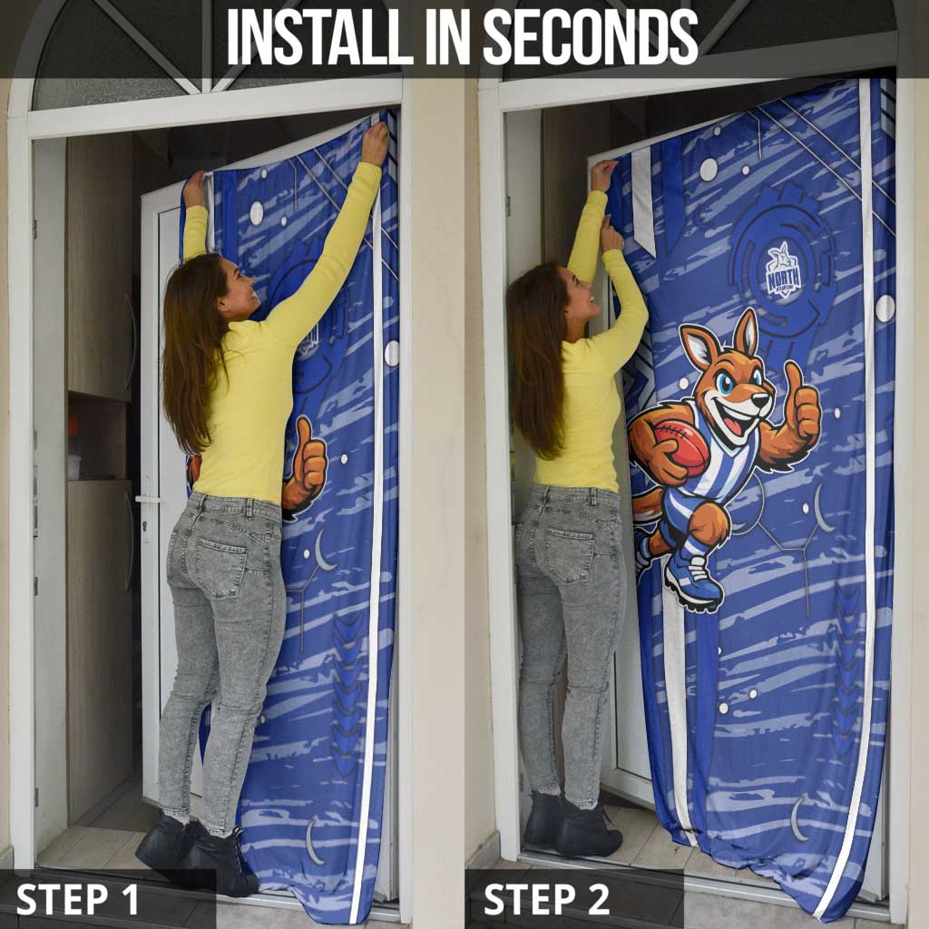 North Melbourne Kangaroos Door Cover Mascot Cartoon Football Illustration Style