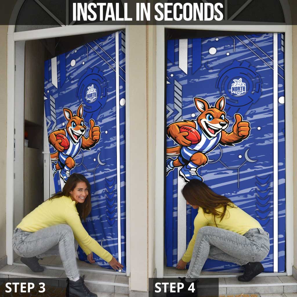 North Melbourne Kangaroos Door Cover Mascot Cartoon Football Illustration Style