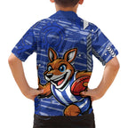 North Melbourne Kangaroos Family Matching Long Sleeve Bodycon Dress and Hawaiian Shirt Mascot Cartoon Football Illustration Style