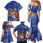 North Melbourne Kangaroos Family Matching Mermaid Dress and Hawaiian Shirt Mascot Cartoon Football Illustration Style