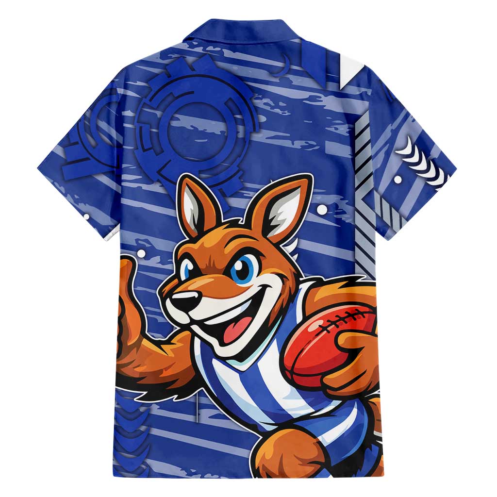 North Melbourne Kangaroos Family Matching Off Shoulder Short Dress and Hawaiian Shirt Mascot Cartoon Football Illustration Style