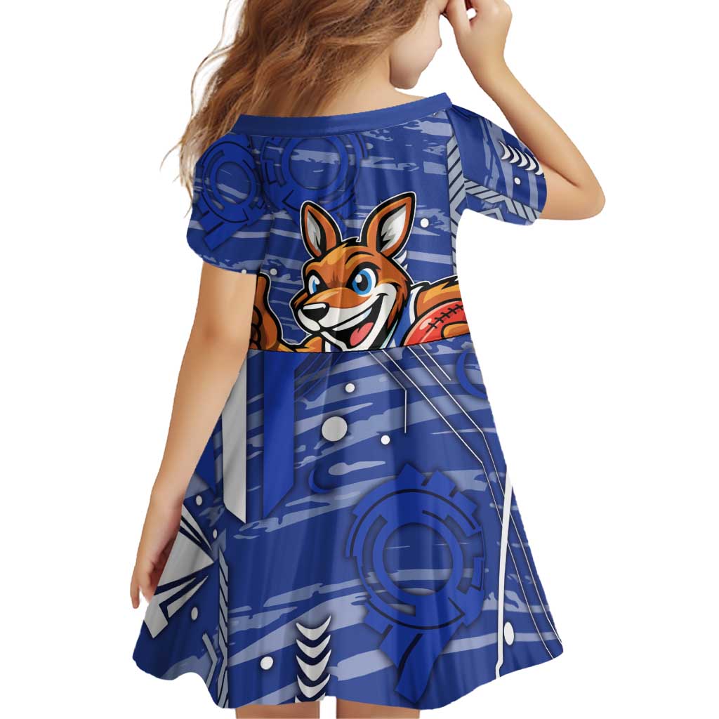 North Melbourne Kangaroos Family Matching Puletasi and Hawaiian Shirt Mascot Cartoon Football Illustration Style