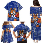North Melbourne Kangaroos Family Matching Puletasi and Hawaiian Shirt Mascot Cartoon Football Illustration Style