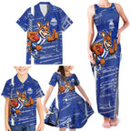 North Melbourne Kangaroos Family Matching Tank Maxi Dress and Hawaiian Shirt Mascot Cartoon Football Illustration Style