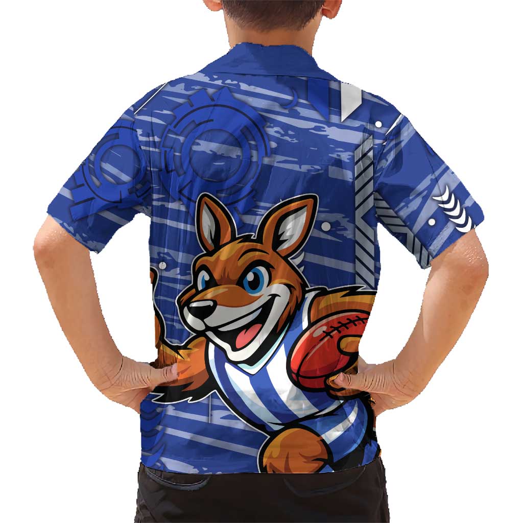 North Melbourne Kangaroos Family Matching Tank Maxi Dress and Hawaiian Shirt Mascot Cartoon Football Illustration Style