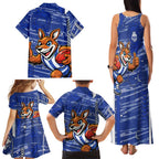 North Melbourne Kangaroos Family Matching Tank Maxi Dress and Hawaiian Shirt Mascot Cartoon Football Illustration Style