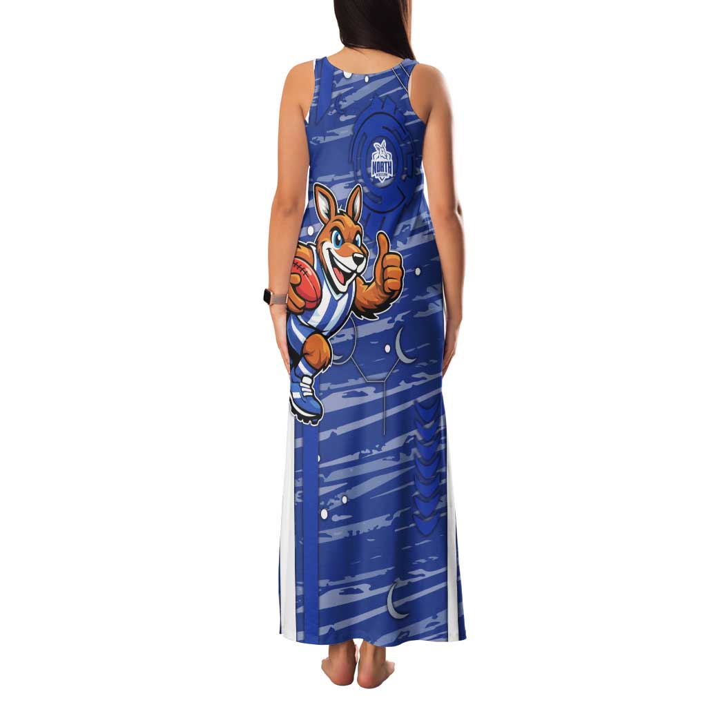 North Melbourne Kangaroos Family Matching Tank Maxi Dress and Hawaiian Shirt Mascot Cartoon Football Illustration Style