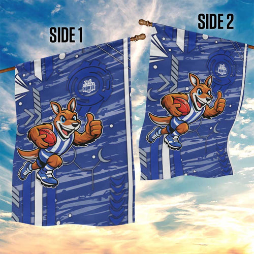North Melbourne Kangaroos Garden Flag Mascot Cartoon Football Illustration Style