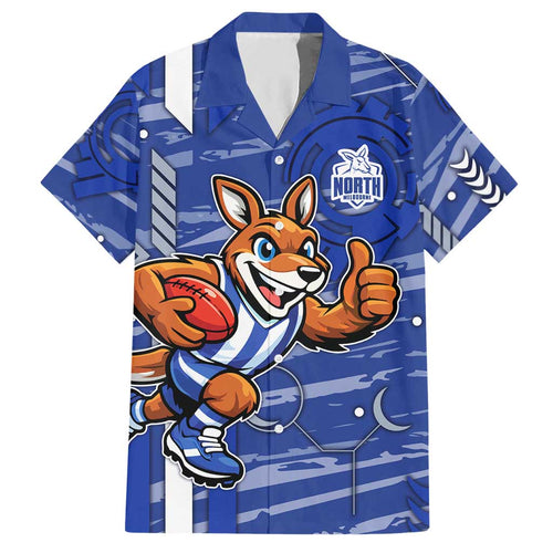 North Melbourne Kangaroos Hawaiian Shirt Mascot Cartoon Football Illustration Style